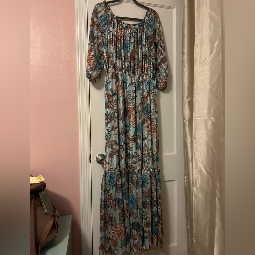 Unique Vintage Floral Long Sleeve Maxi Dress